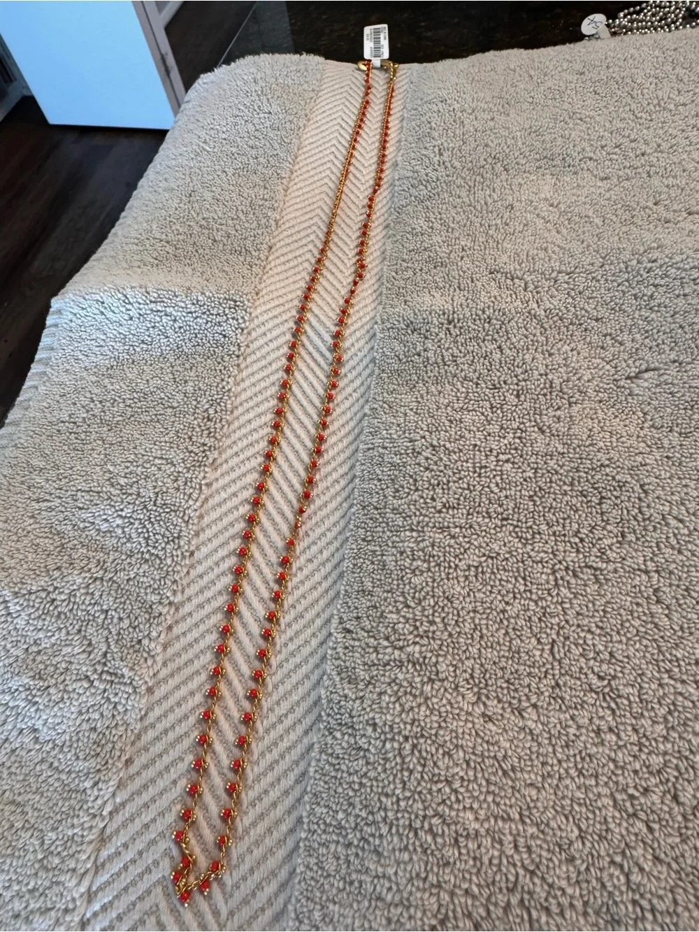 Madewell Gold Chain Necklace with Red Beads - Picture 2 of 5